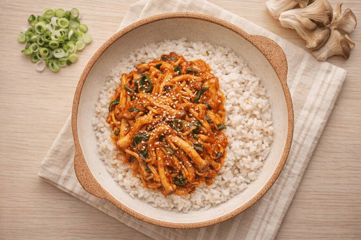 반찬 걱정 끝! 10분 완성 쫄깃매콤 '버섯덮밥' 초간단 황금 레시피