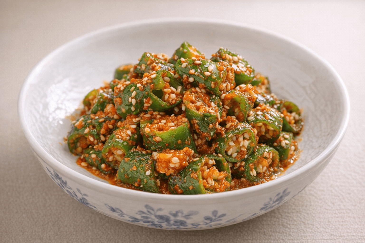 단 5분이면 완성! 식당에서 먹던 바로 그 아삭아삭 '고추쌈장무침' 황금 레시피