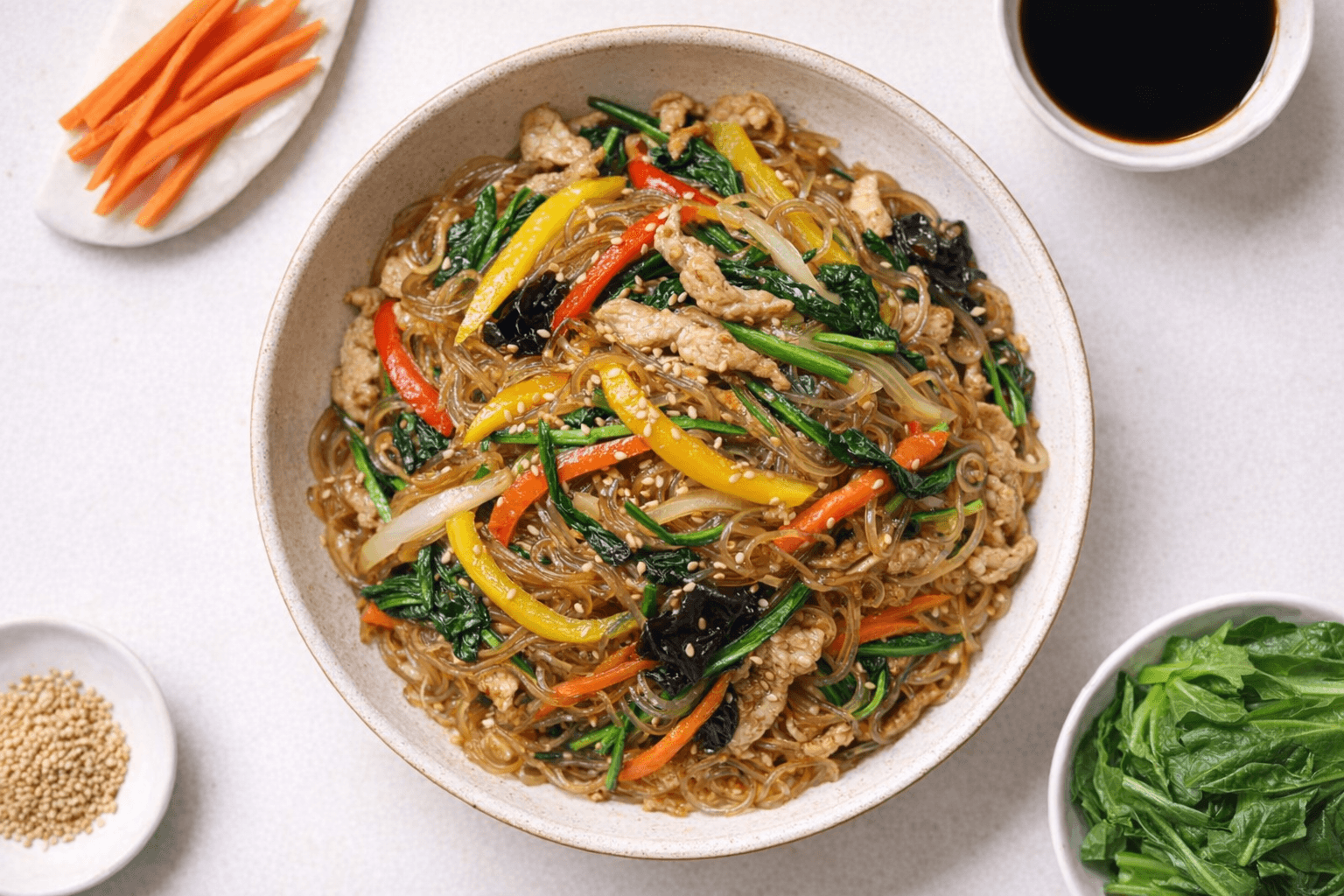 맛있는 불지 않는 한국식 잡채 요리