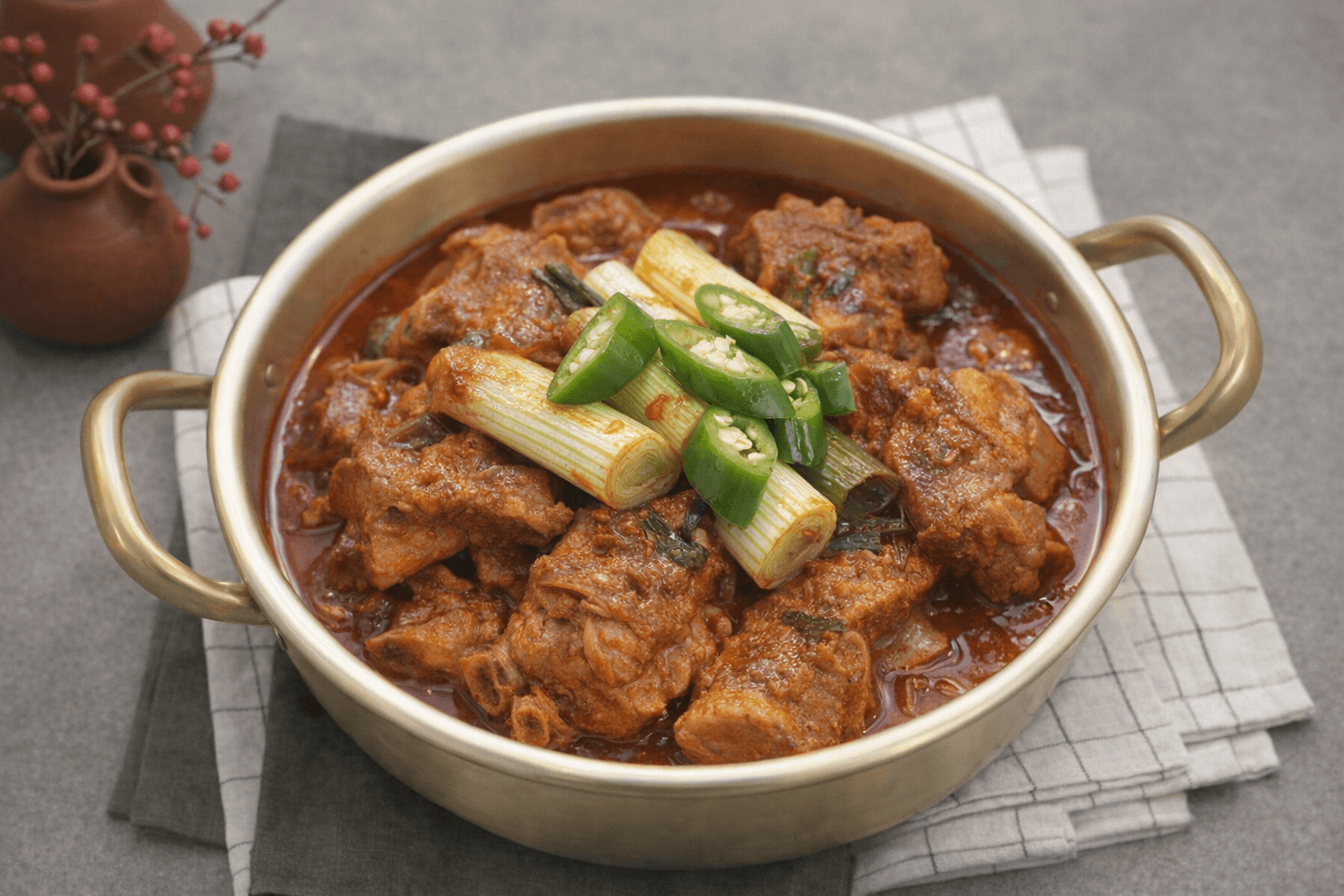 스트레스가 싹 날아가는 밥도둑! 대파 듬뿍 매콤 돼지갈비찜 황금 레시피