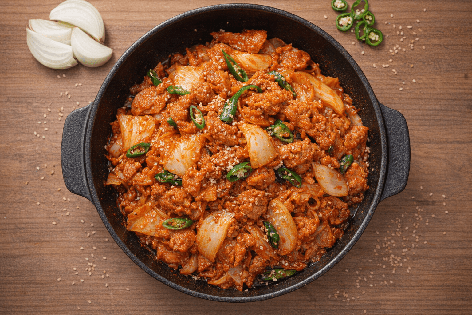 매콤달콤 삼겹살김치두루치기