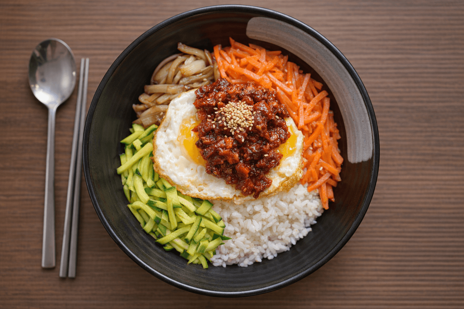 돼지고기 비빔밥 반숙 계란