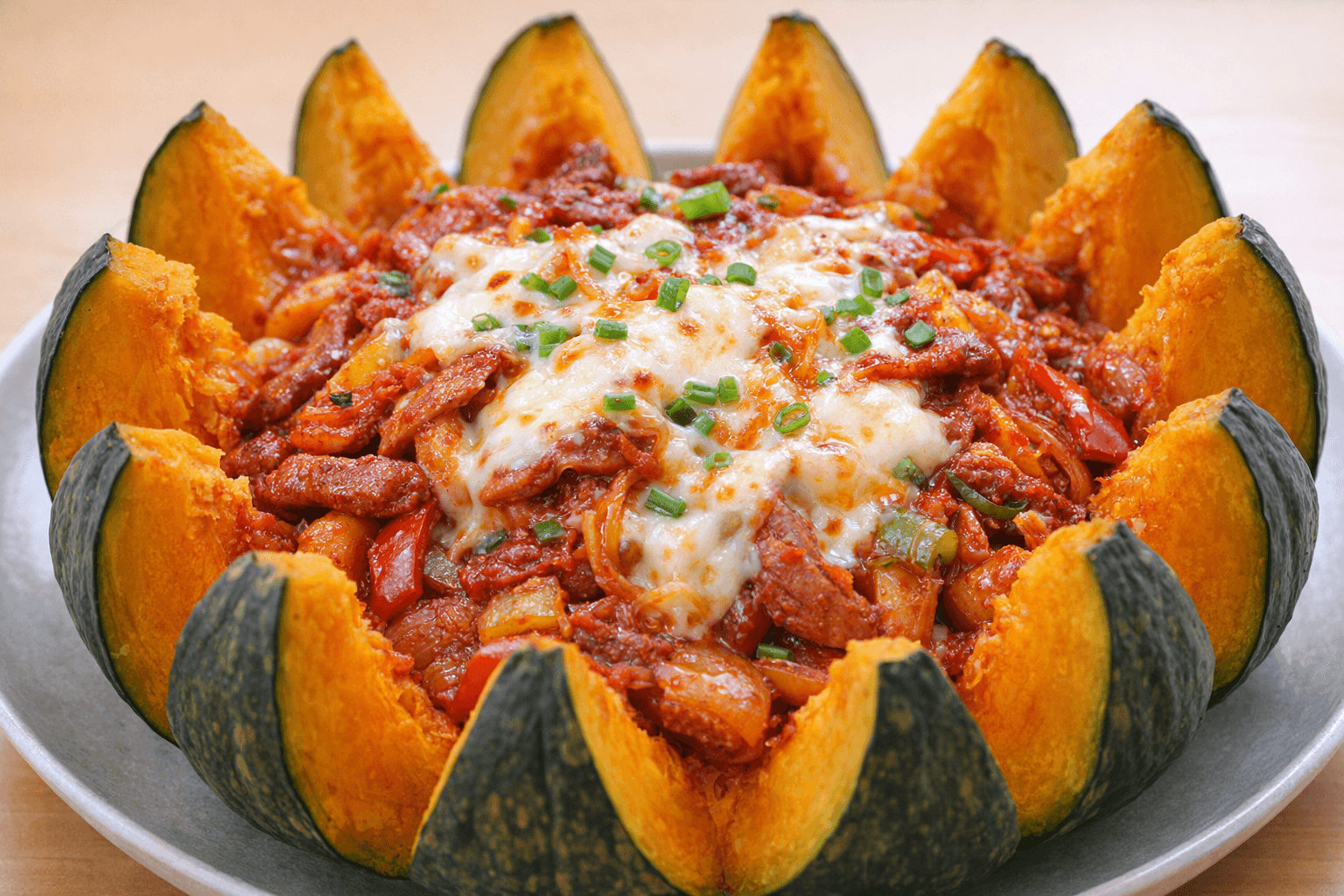 훈제오리 단호박찜 요리