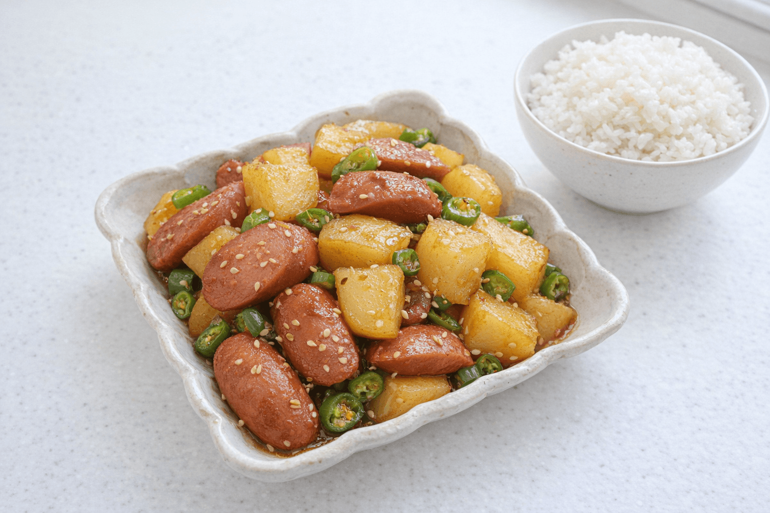 밥 3공기 순삭 보장! 절대 부서지지 않는 단짠 쫀득 '소시지 감자조림' 황금 레시피 🥔🌭