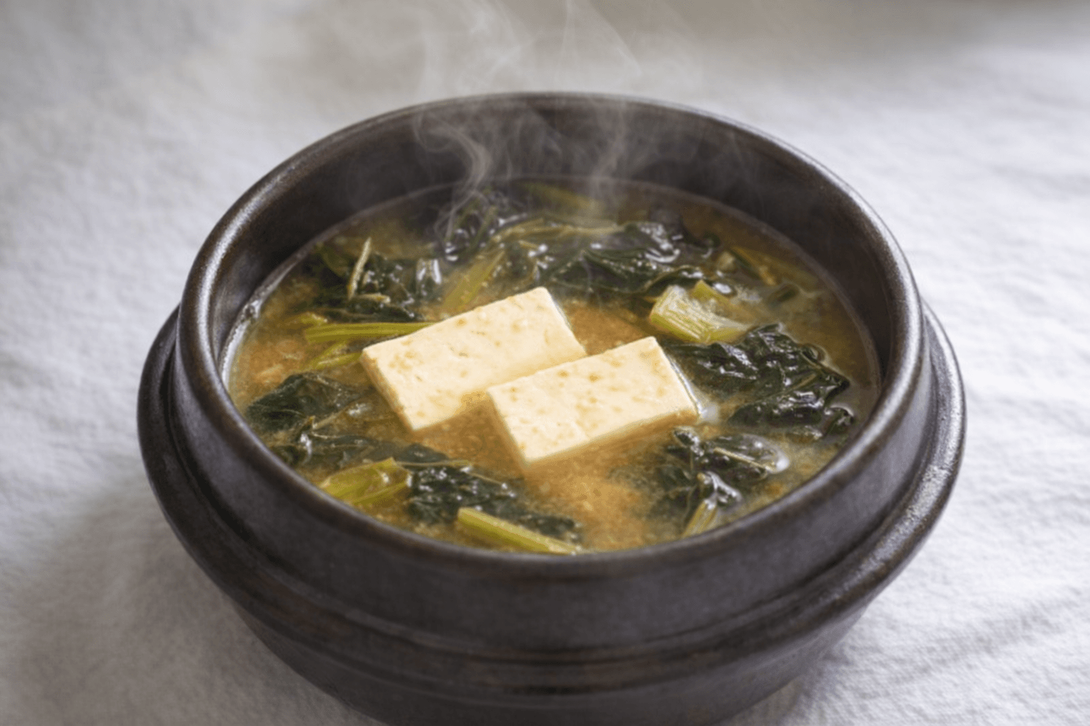 시금치 두부 된장국 요리