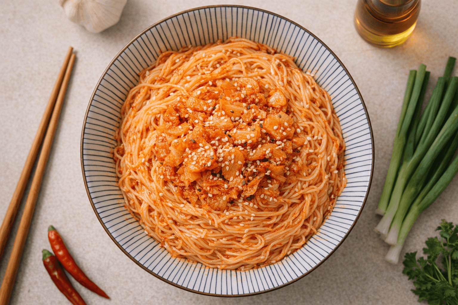 단 10분! 라면보다 끓이기 쉬운 평생 써먹는 김치비빔국수 황금 레시피 (면발 쫄깃 비법 포함)