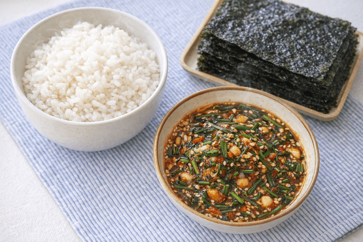 바삭한 김구이와 향긋한 달래양념장 한식 밥상