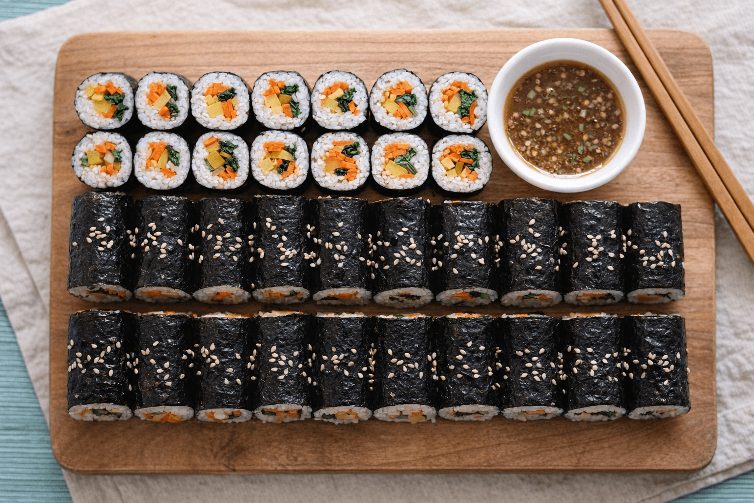 마약김밥 꼬마김밥 겨자소스 요리완성사진