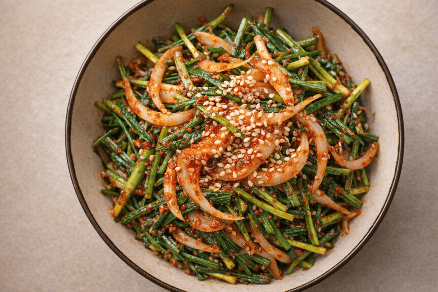 새콤달콤 부추양파무침