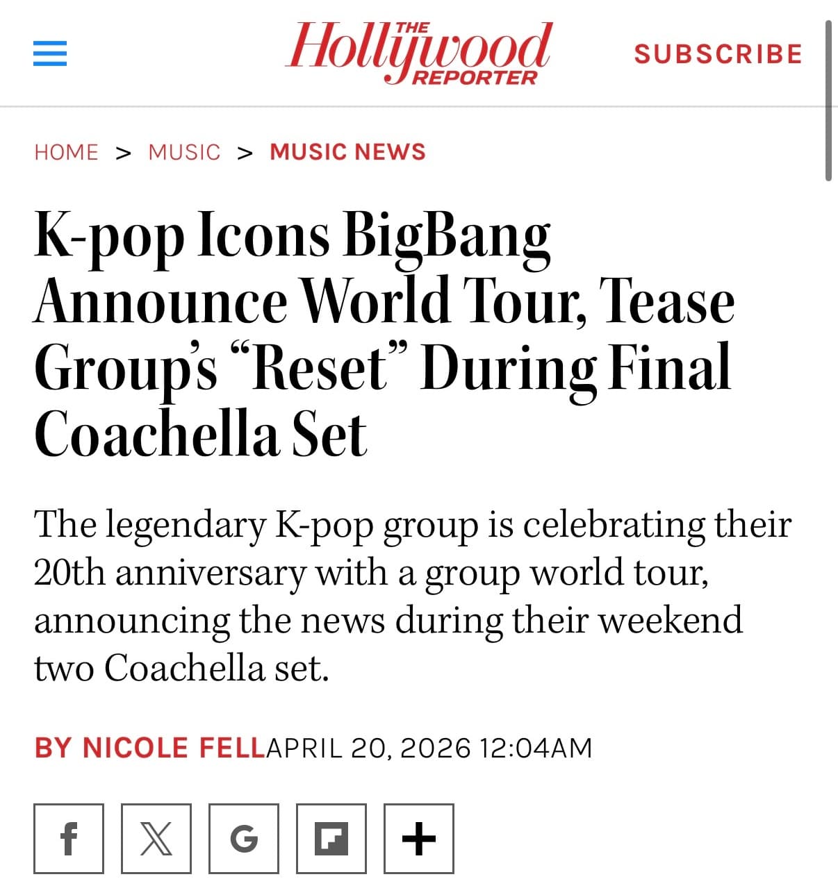 포브스가 빅뱅 코첼라 K팝 황제라 극찬했네